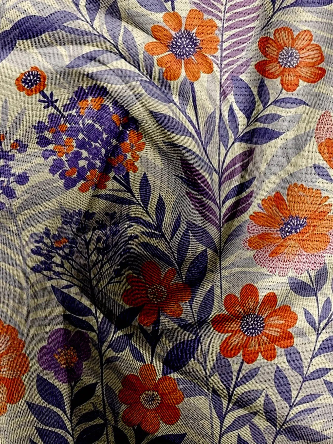 Dreamcore Plus-Size Women’s Sweater Jacket: French Street Vibe, V-Neck & Asymmetric Hem – Soft Multicolor Floral Print, Winter Warmth Like a Childhood Daydream (Pink/Orange/Purple/Green/Yellow)