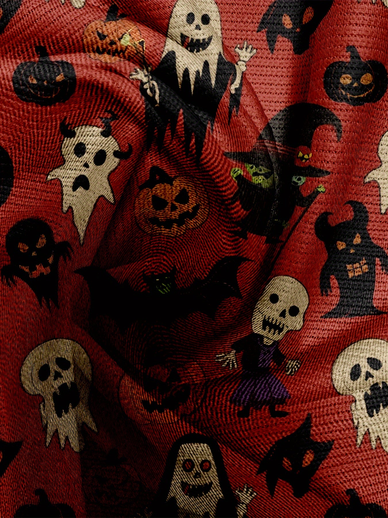 Dreamcore Plus-Size Women’s V-Neck Sweater Jacket: Gothic Halloween 3D Retro Print – Full-Zip Front, Soft Loose Autumn/Winter Outerwear, Like a Whisper of Childhood Spooky Dreams (Casual/Office/Costume Party)